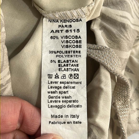 Nina Kindosa Paris Women Pull On Chali Pants Size M? Tropical Camo Print Neutral - Picture 13 of 16